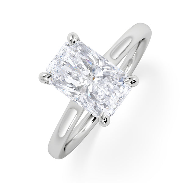 Amora Radiant 2.00ct Hidden Halo Lab Diamond Engagement Ring F/VS1 Set in 18K White Gold